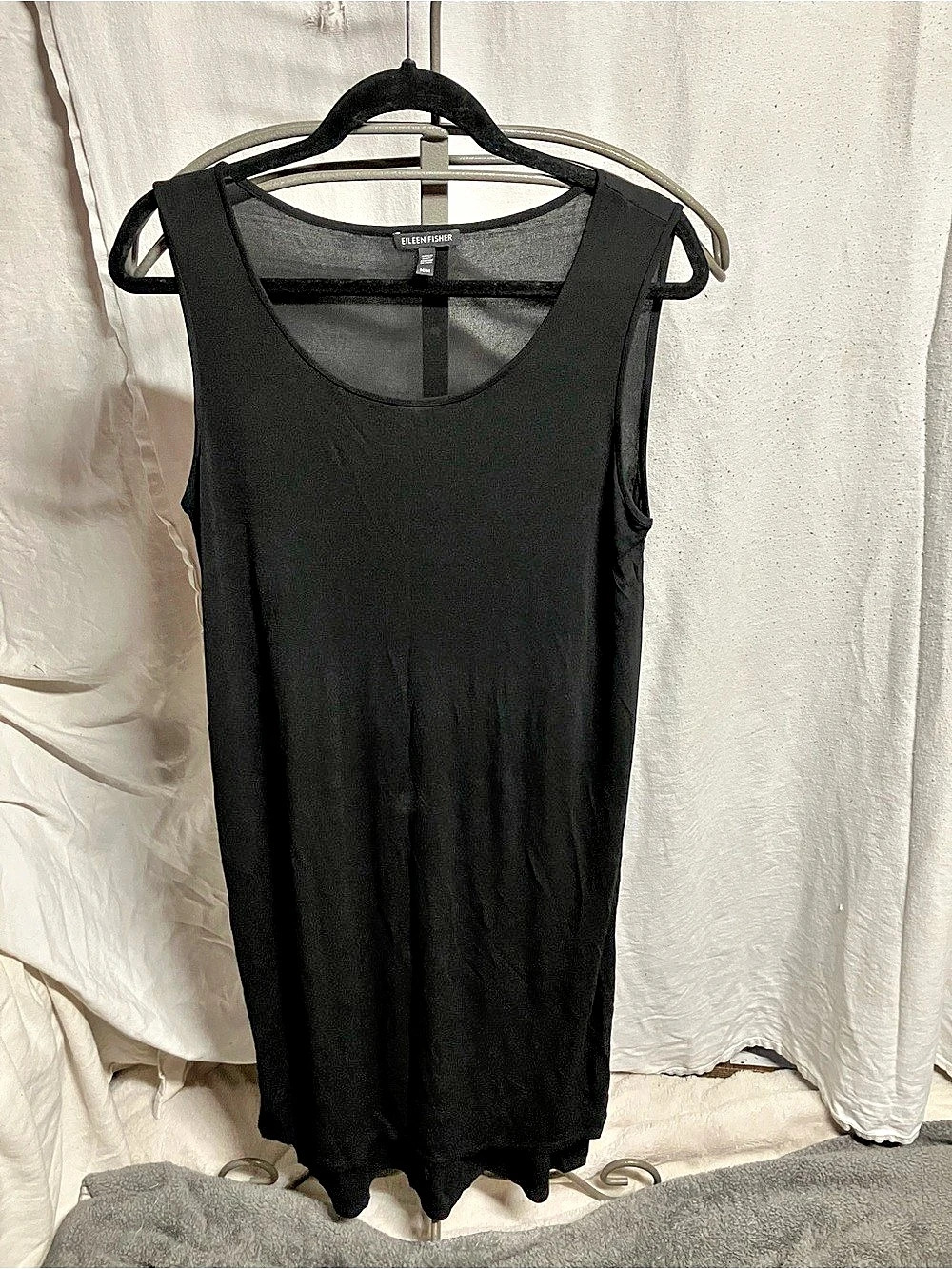 Eileen Fisher Jersey Scoop Neck Tank Dress Black Medium